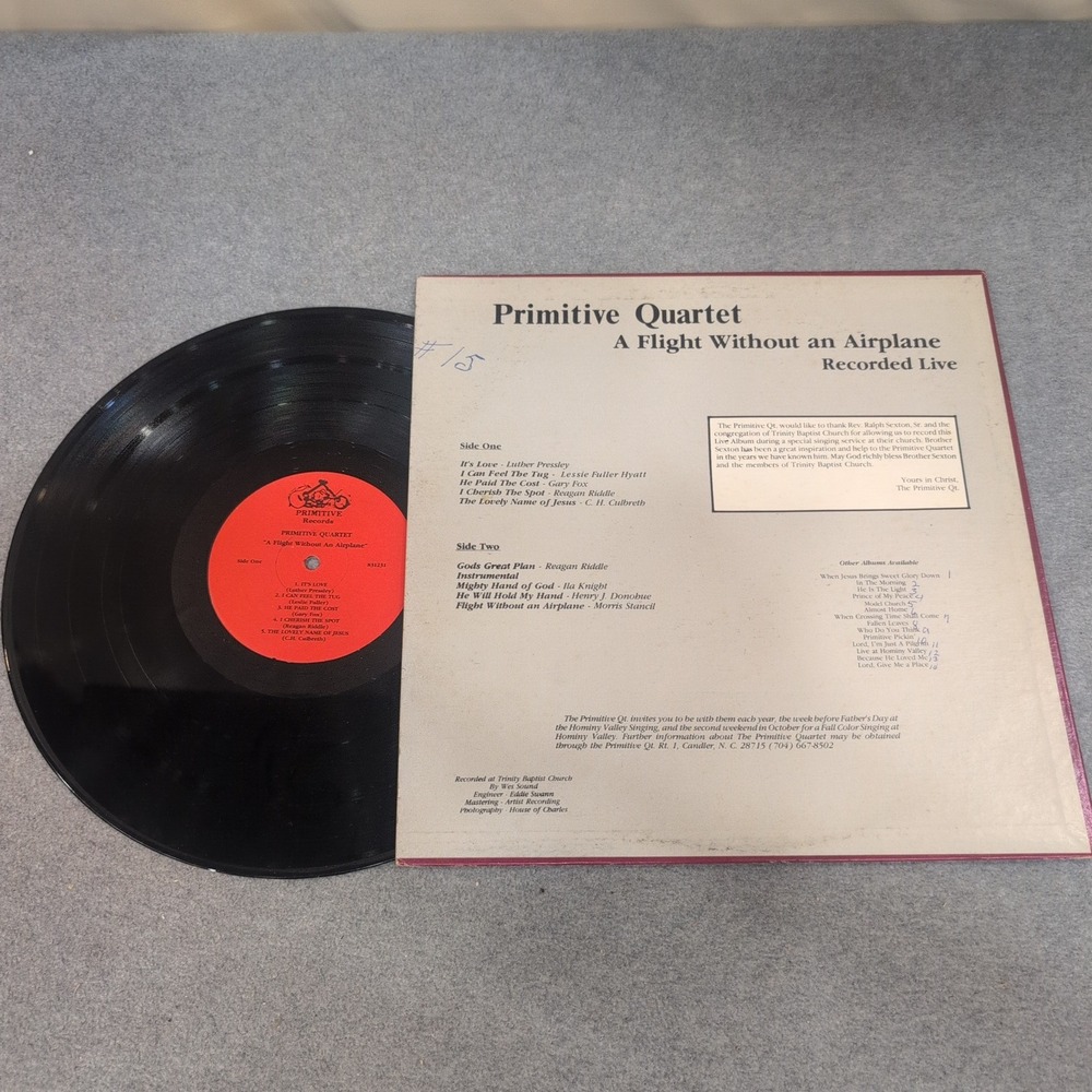 Primitive Quartet A Flight Without an Airplane Live Gospel Vinyl LP Record - Picture 2 of 2